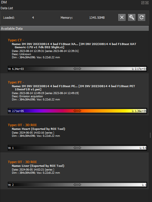 Image of VivoQuant UI: Names in Data Manager close-up